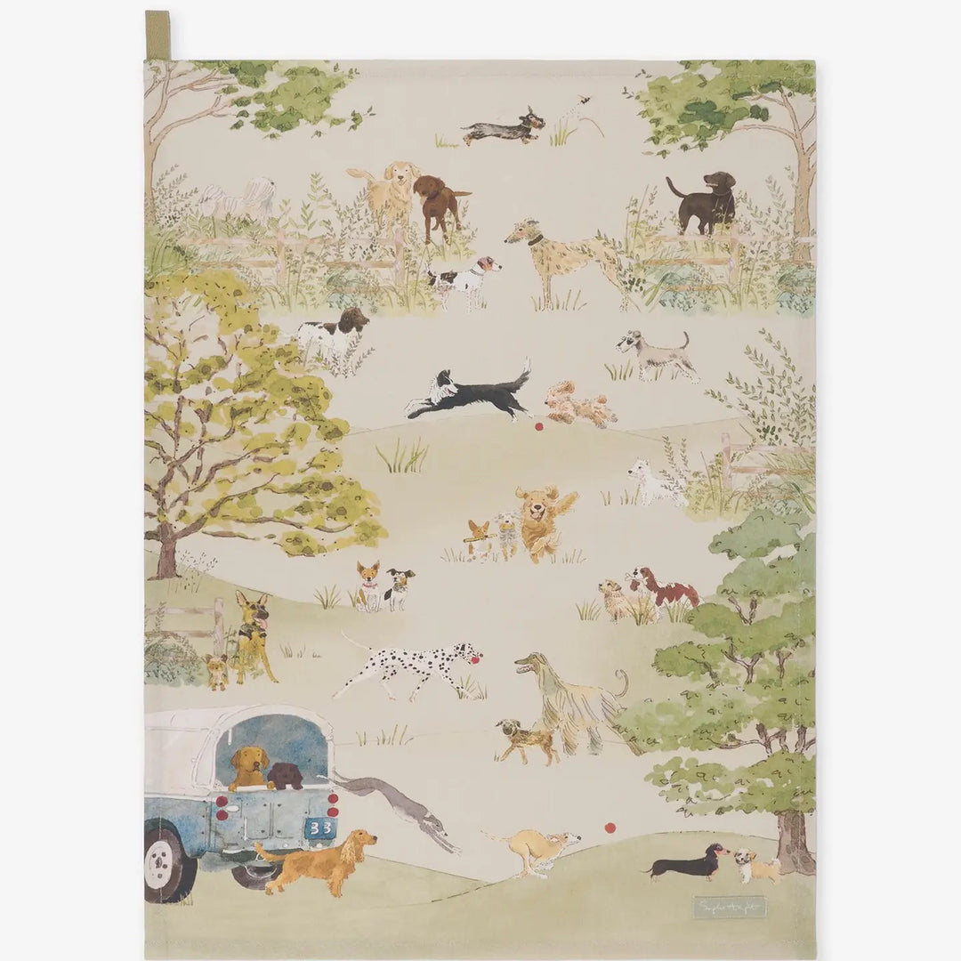 Tails and Trails Scene Tea Towel