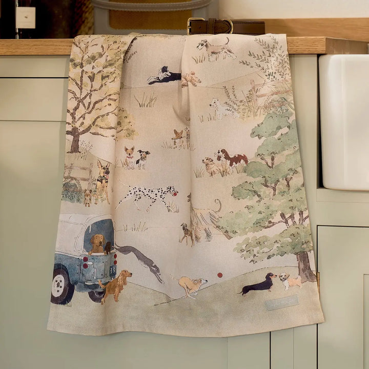 Tails and Trails Scene Tea Towel