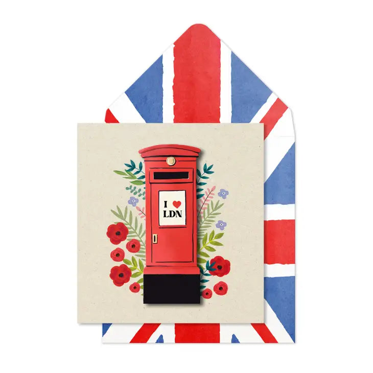 London Postbox Floral Card