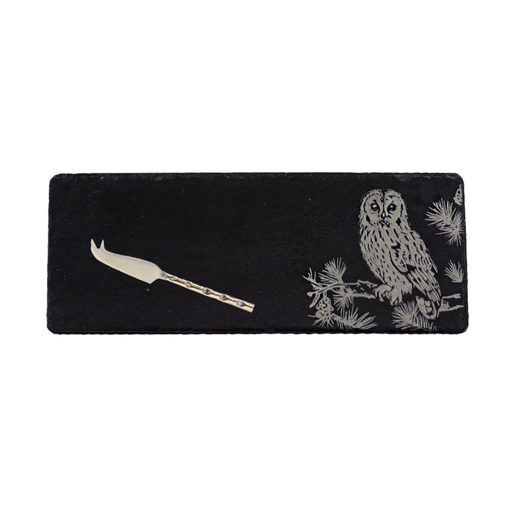 Tawny Owl Single Mini Slate Cheese Board and Knife Set