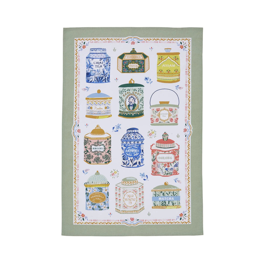 Tea Tins Cotton Tea Towel