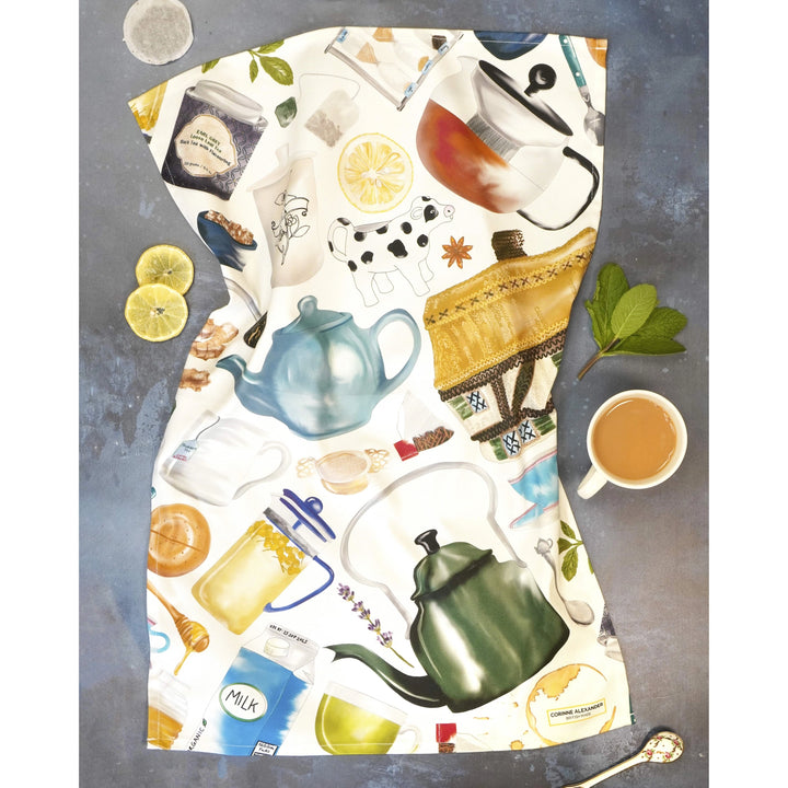 Time for Tea Tea Towel by Corinne Alexander