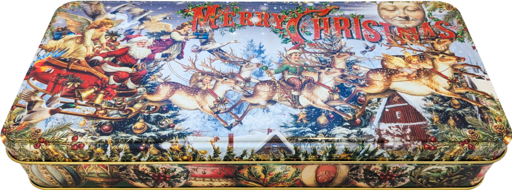 Vintage Christmas Long Shallow Rectangular Tin