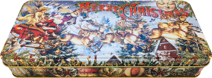 Vintage Christmas Long Shallow Rectangular Tin