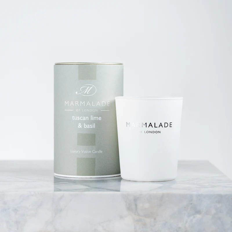 Tuscan Lime & Basil Luxury Glass Votive Candle