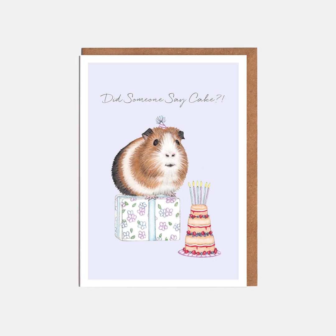 Guinea Pig "Did Someone Say Cake?" Birthday Card