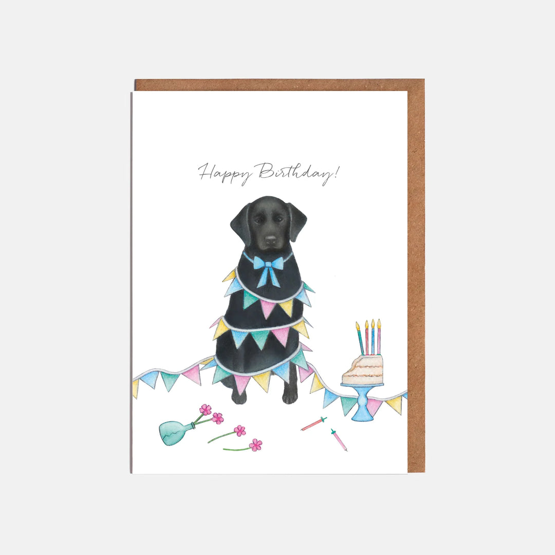 Labrador and Bunting Happy Birthday  Card