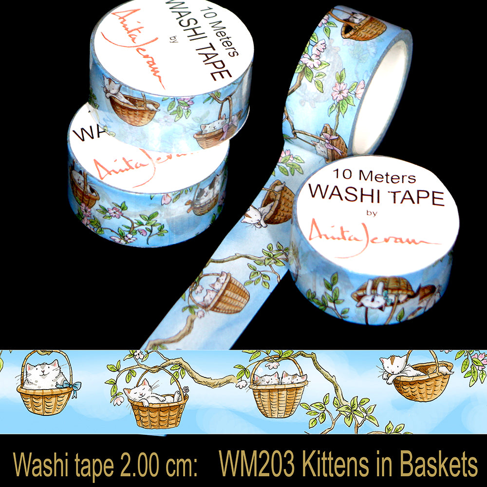 Kittens in Baskets Washi Tape - 2 cm