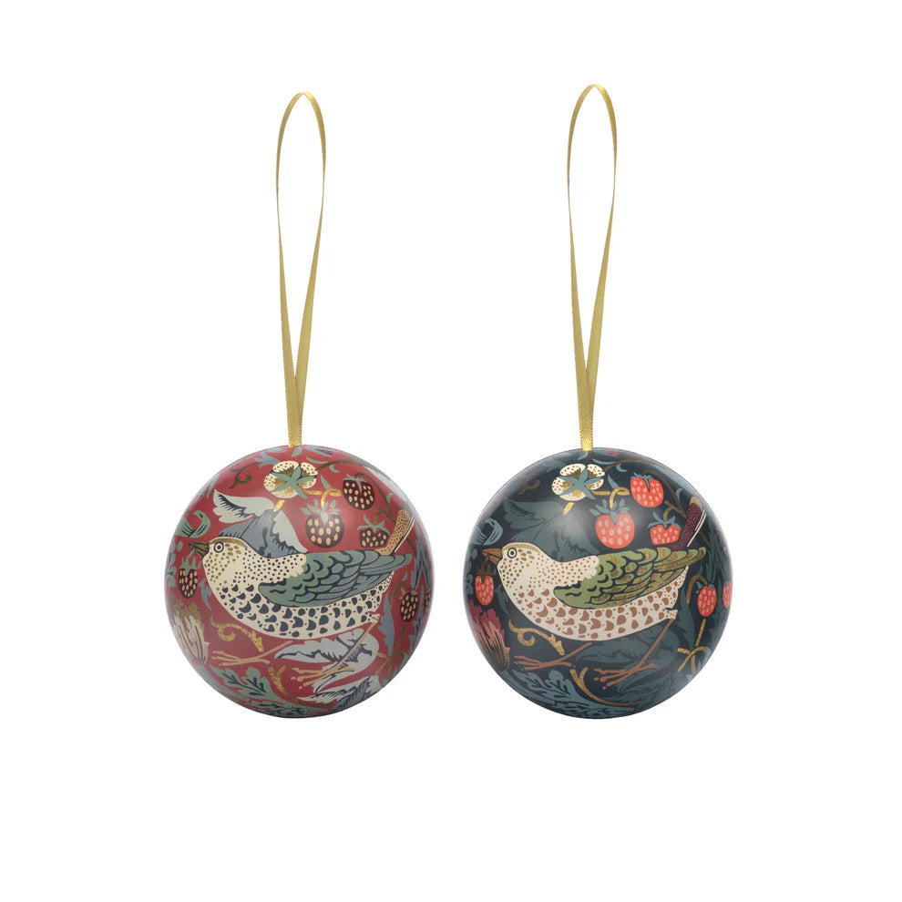 William Morris Strawberry Thief Tin Baubles