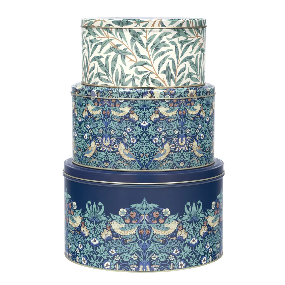 William Morris Arts & Crafts Strawberry Thief Set of 3 Round Cake Tins
