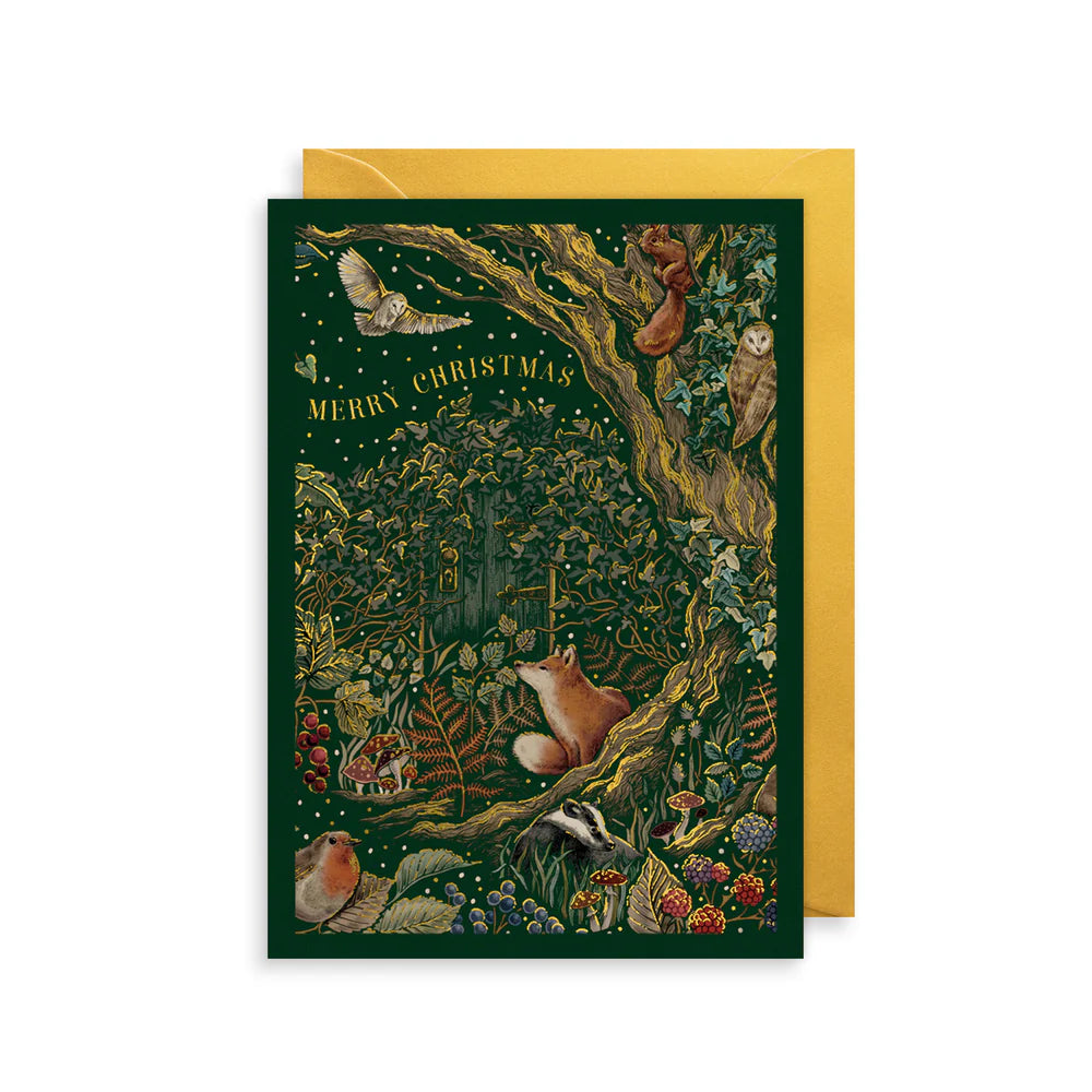 Secret Garden Fox Christmas Greeting Card