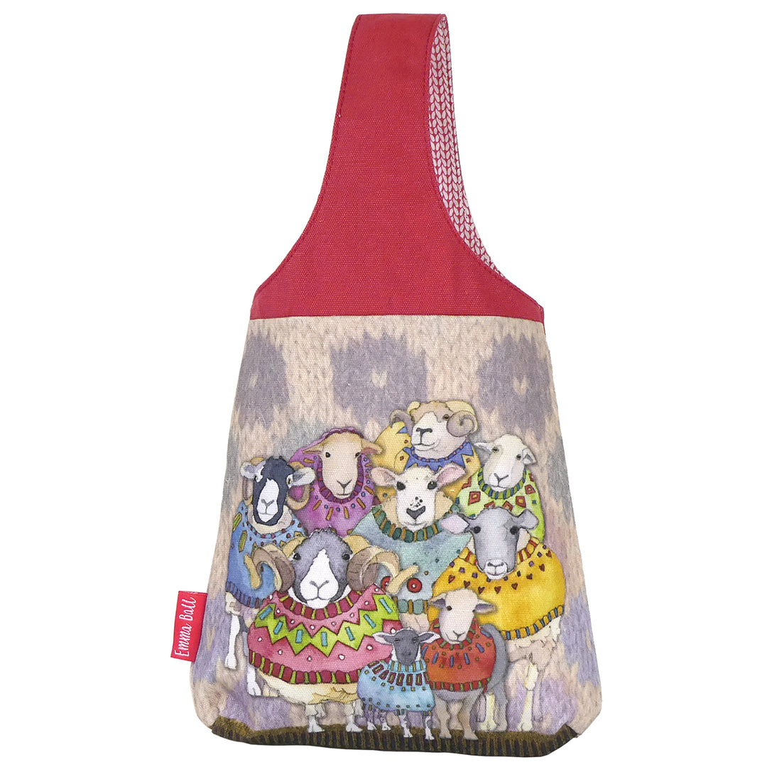 Sheep in Sweaters Small Wrist Bag (knitted pattern background)