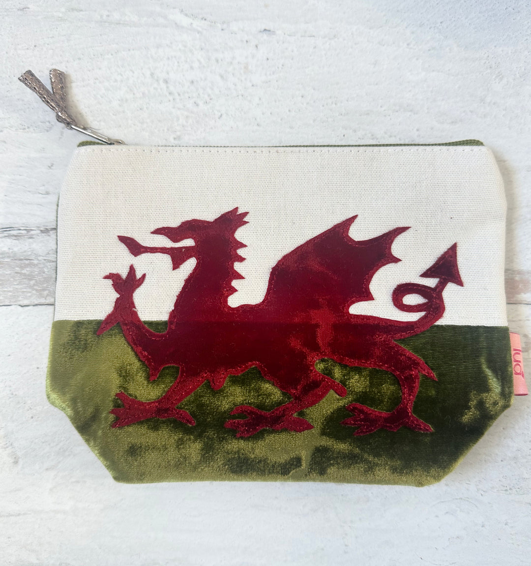 Welsh Dragon Velvet Cosmetic Purse