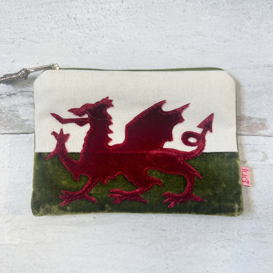 Welsh Dragon Velvet Purse