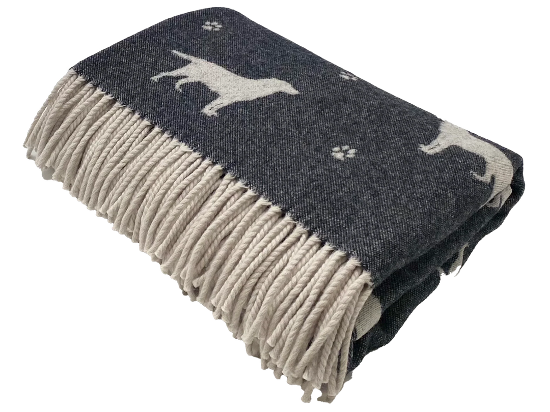 100% Merino Wool Throw Blanket - Black Labrador -