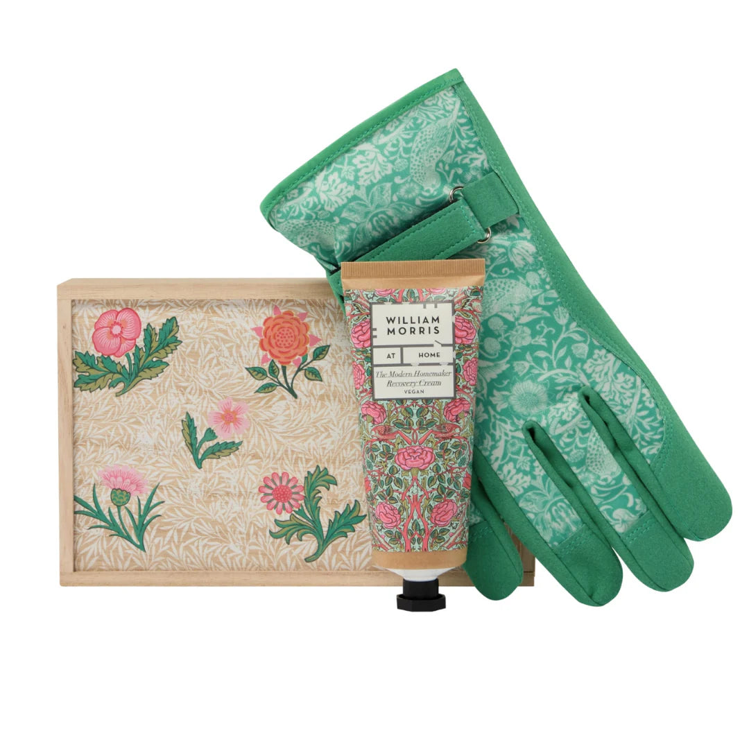 William Morris At Home Gardening Gloves Set in Wooden Box