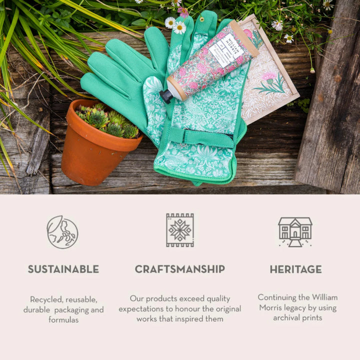 William Morris At Home Gardening Gloves Set in Wooden Box