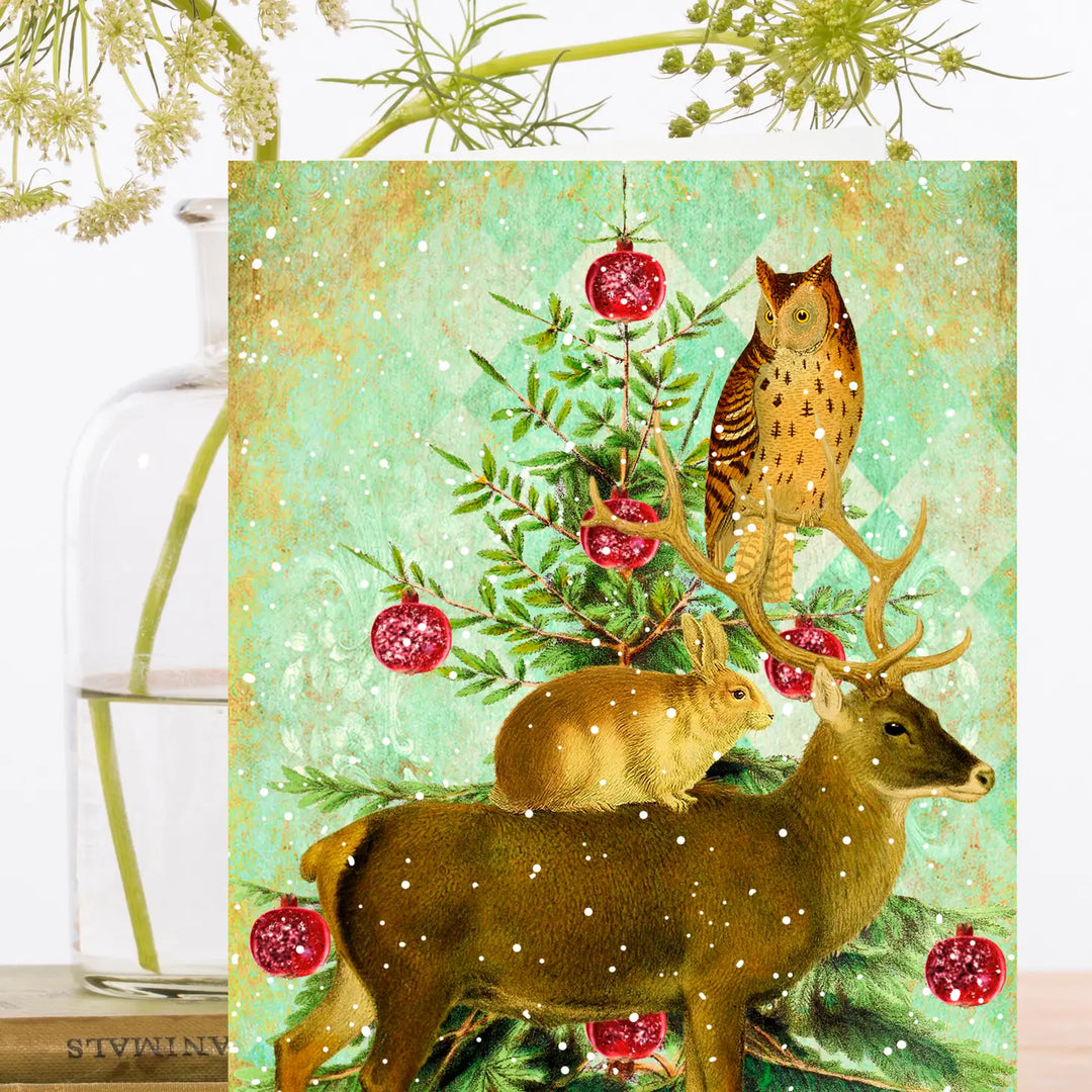 Winter Animals Glitter Card