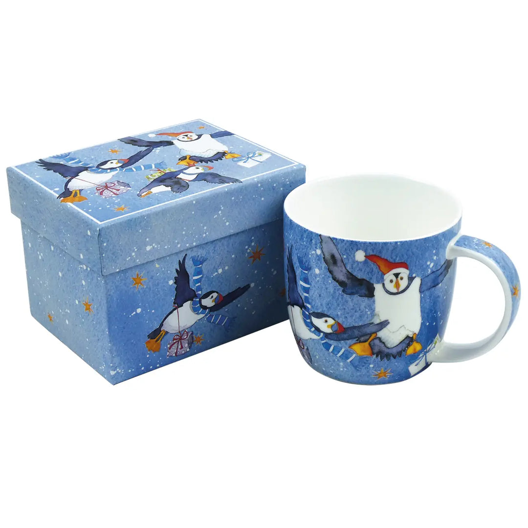 Winter Puffins Bone China Mug (Boxed)