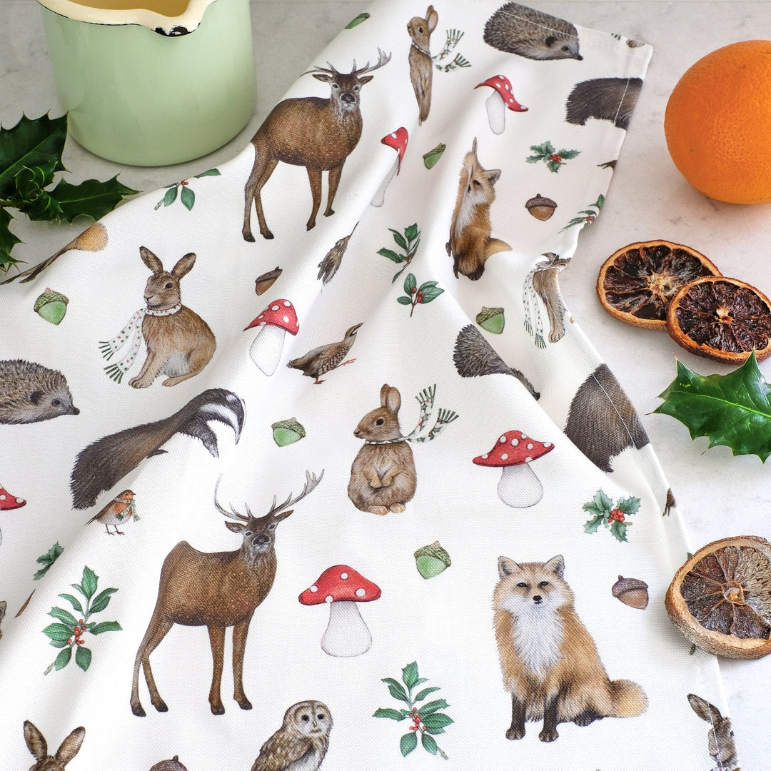 Woodland Animals Tea Towel