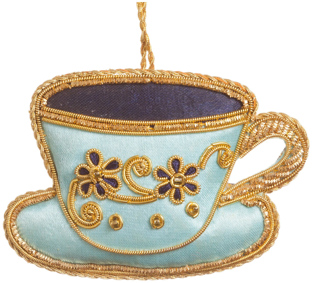 Blue Satin Tea Party Teacup Decoration