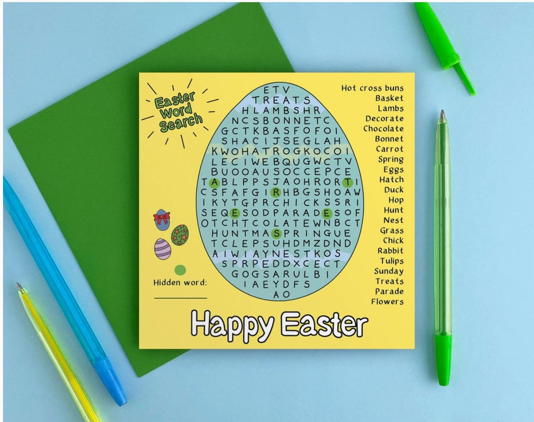 "Happy Easter" Word Search Card