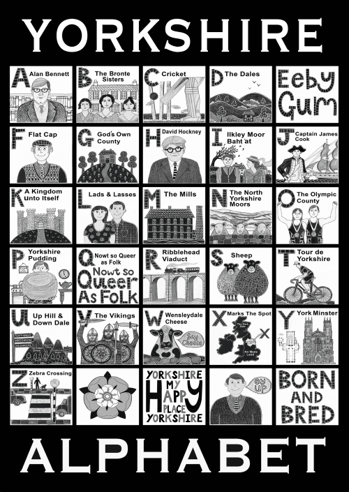 Yorkshire Alphabet Tea Towel by Moorland Pottery