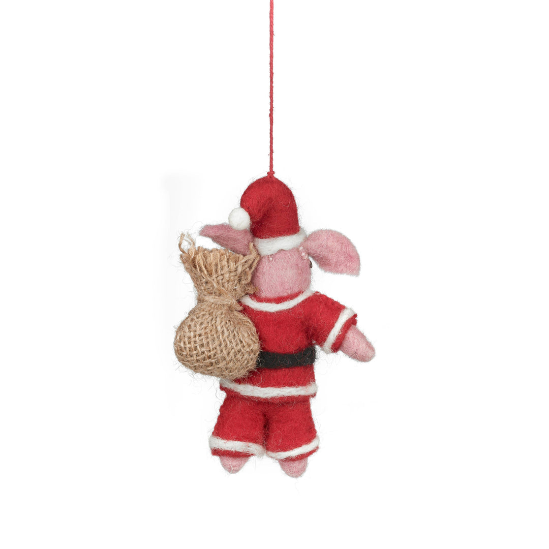 Ho Ho Hog Christmas Pig Handmade Felt Hanging Decoration