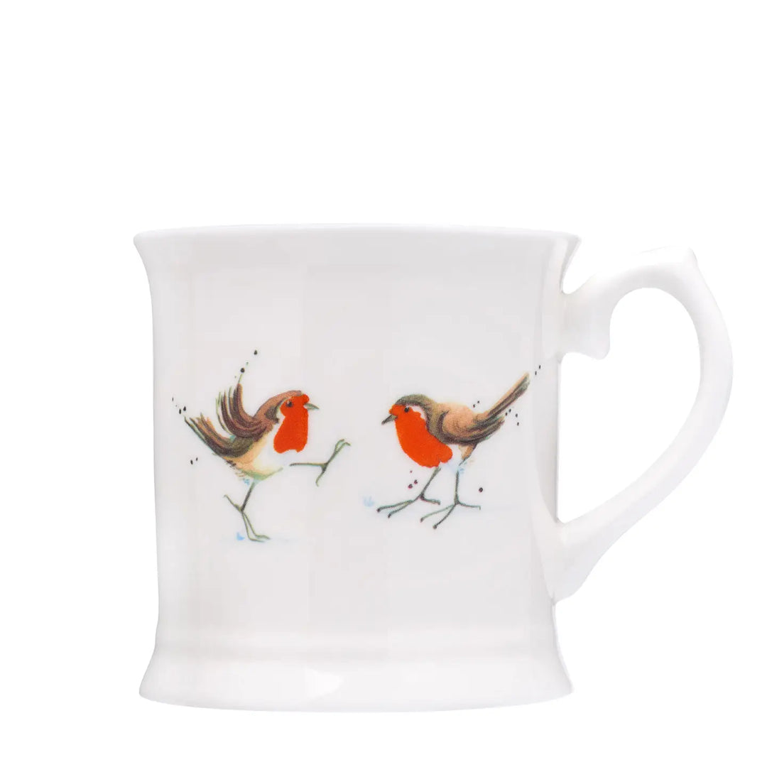 English Small Tankard Mug- Winter Robin