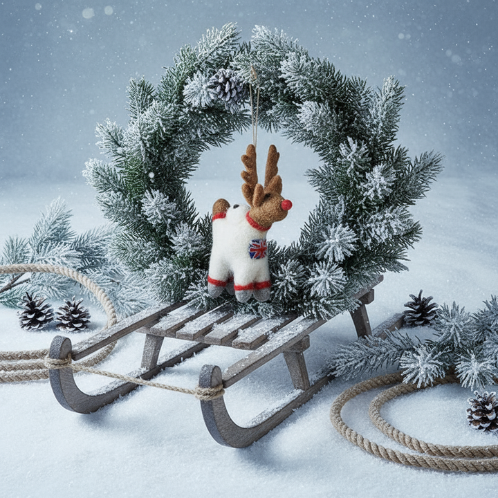 Astronaut Reindeer Handmade Felt  Hanging Decoration