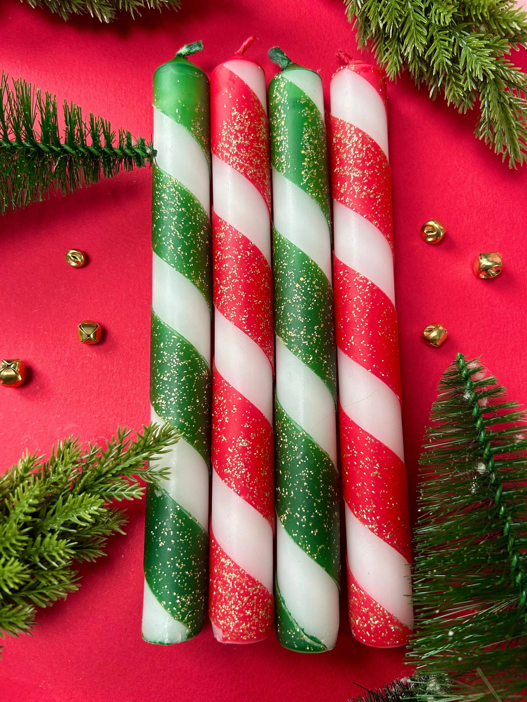 GLITTER TWISTS Dip Dye Dinner Candle Set of 4