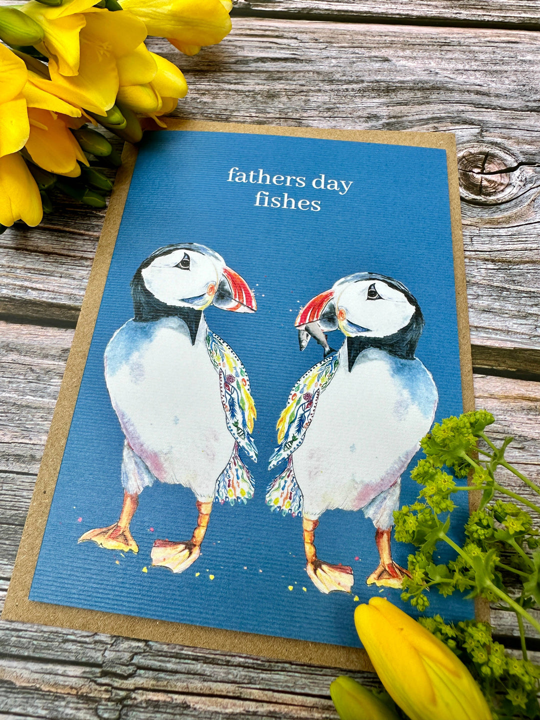 Fathers Day Fishes Puffin Eco Friendly Card 
