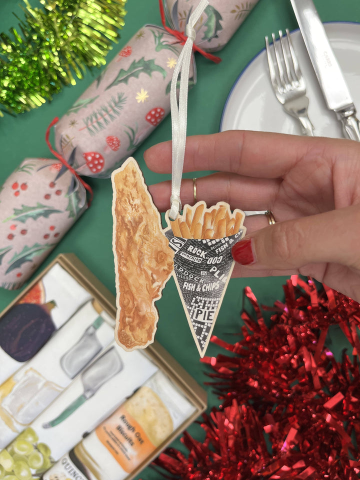 Fish & Chips Wooden Ornament