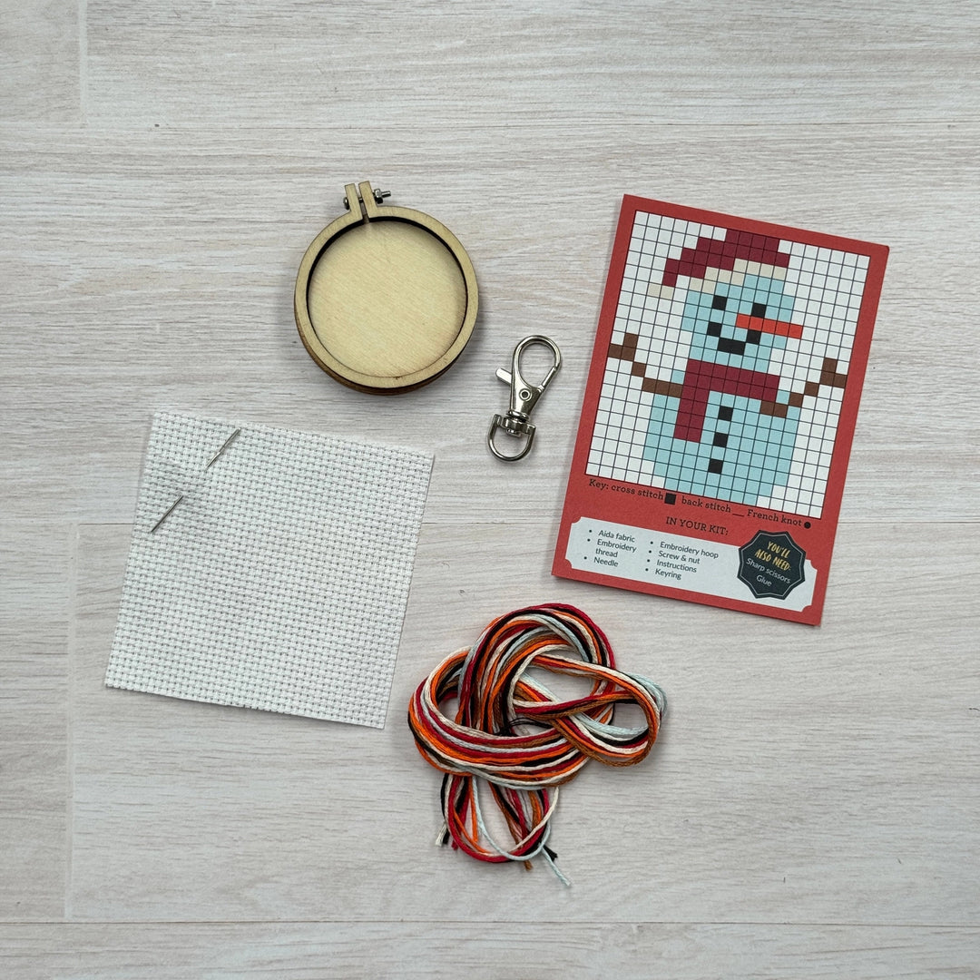 Snowman Mini Matchbox Cross Stitch Kit