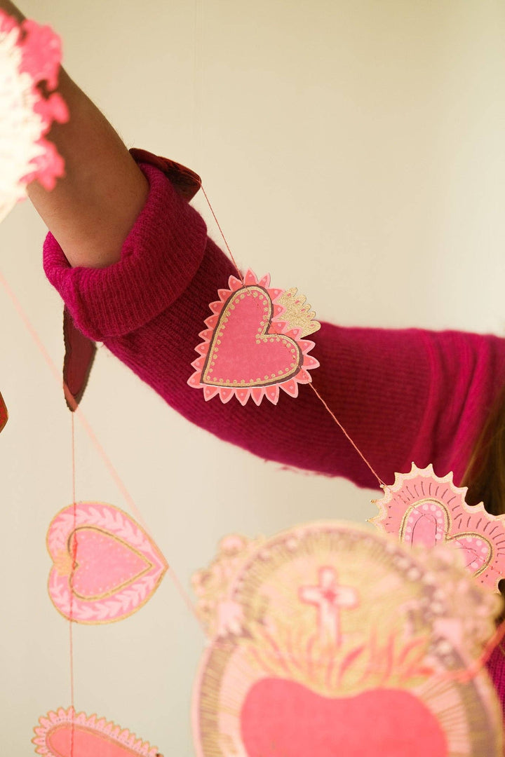 Sweet Hearts Sewn Cotton Paper Garland
