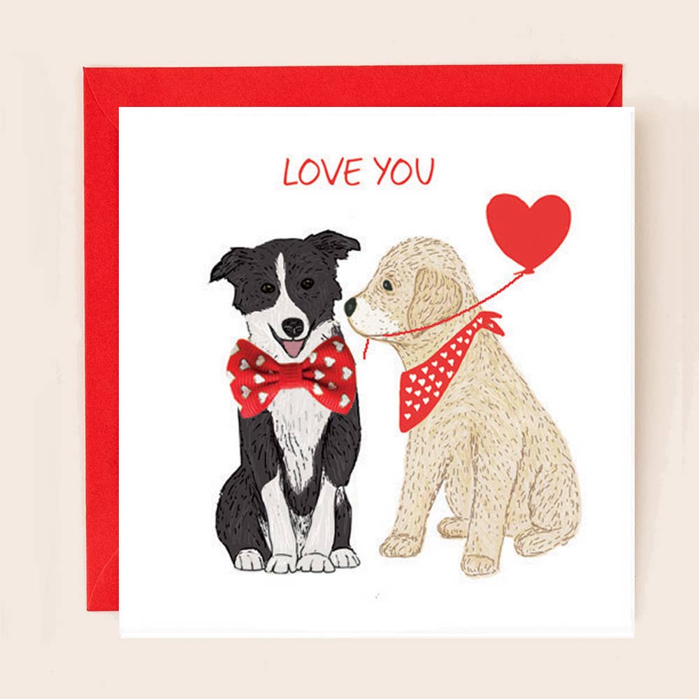 'Love You' Collie and Golden Retriever Valentines Card