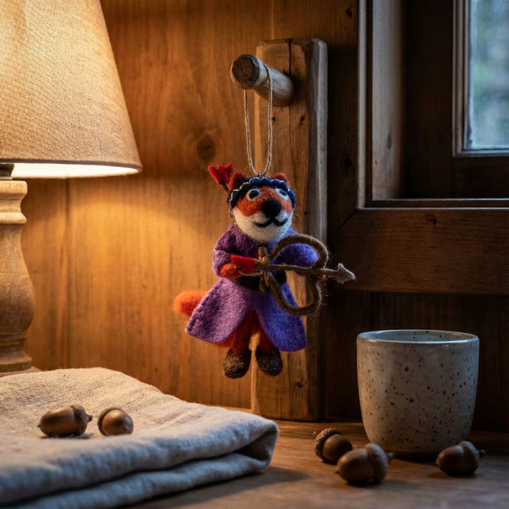 Handmade Felt Fox Robin Hood & Maid Marion Decoration