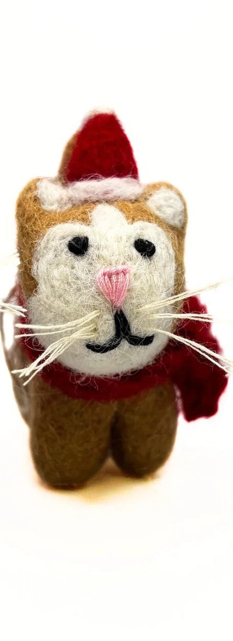 Mini Cat with Hat & Scarf Felt Decoration