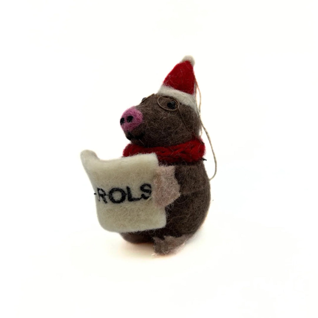 Christmas Mole with Carols Book Felt Decoration