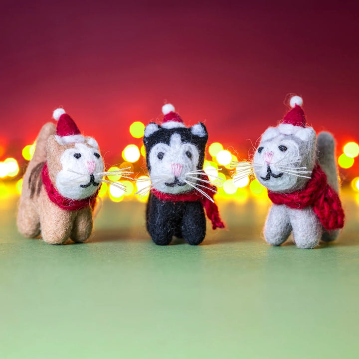 Mini Cat with Hat & Scarf Felt Decoration