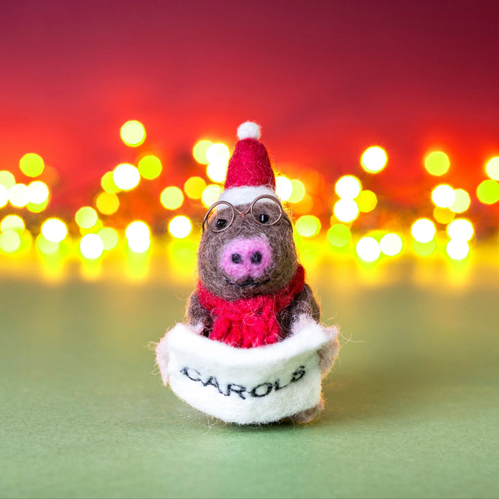 Christmas Mole with Carols Book Felt Decoration