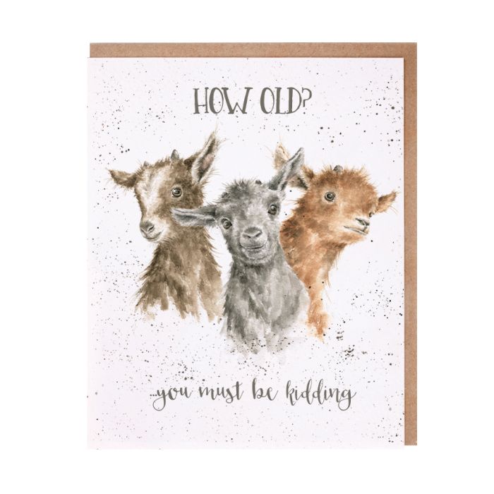 'Just Kidding!' Goat Greetings Card
