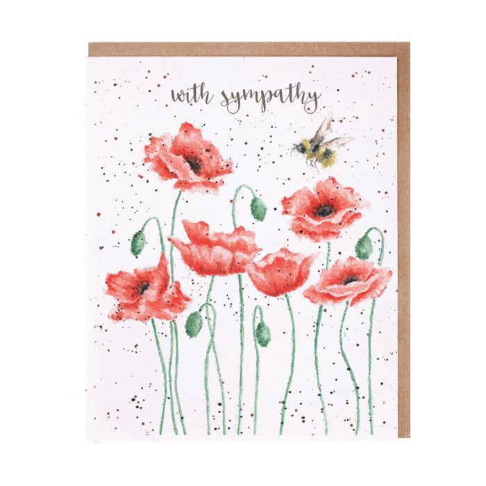 'Poppies and Bee' Sympathy Greetings Card