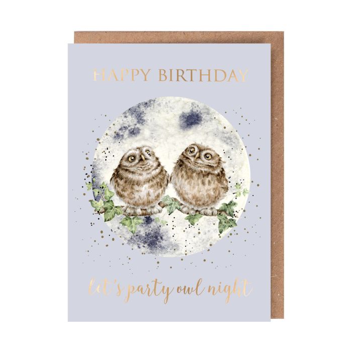 'Party Owl-Night' Birthday Greetings Card