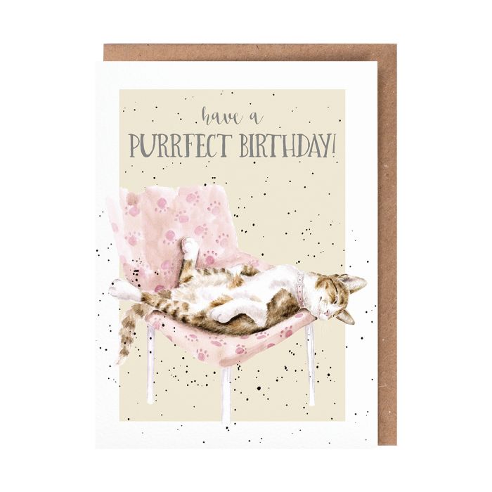 'Tabby Birthday' Lounging Cat Birthday Greetings Card