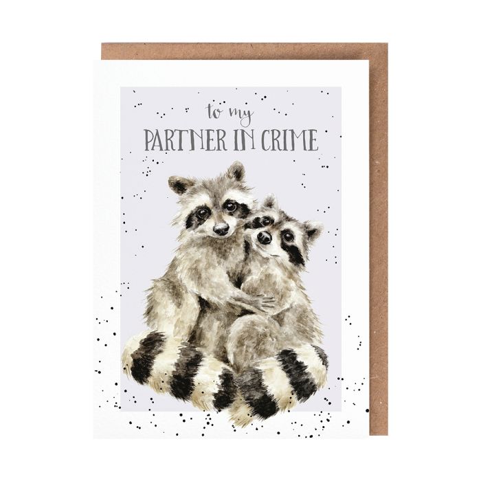 'Partners in Crime' Raccoon Anniversary Card