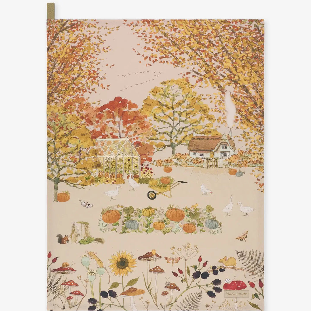 Autumn Forage Scene Tea Towel