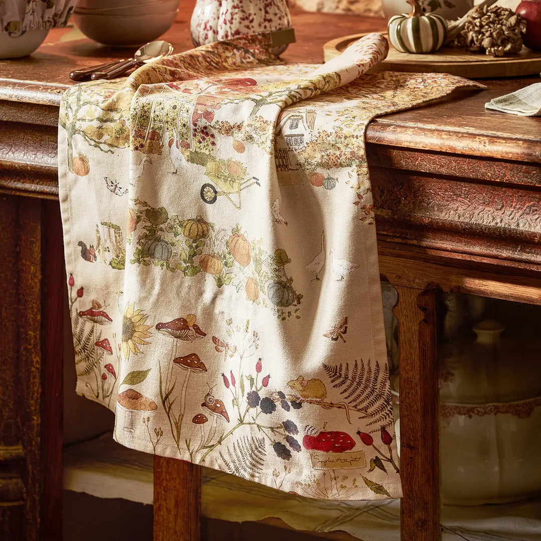 Autumn Forage Scene Tea Towel