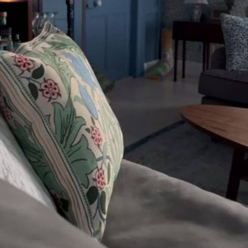 William Morris Blue Tulip Tapestry Pillow