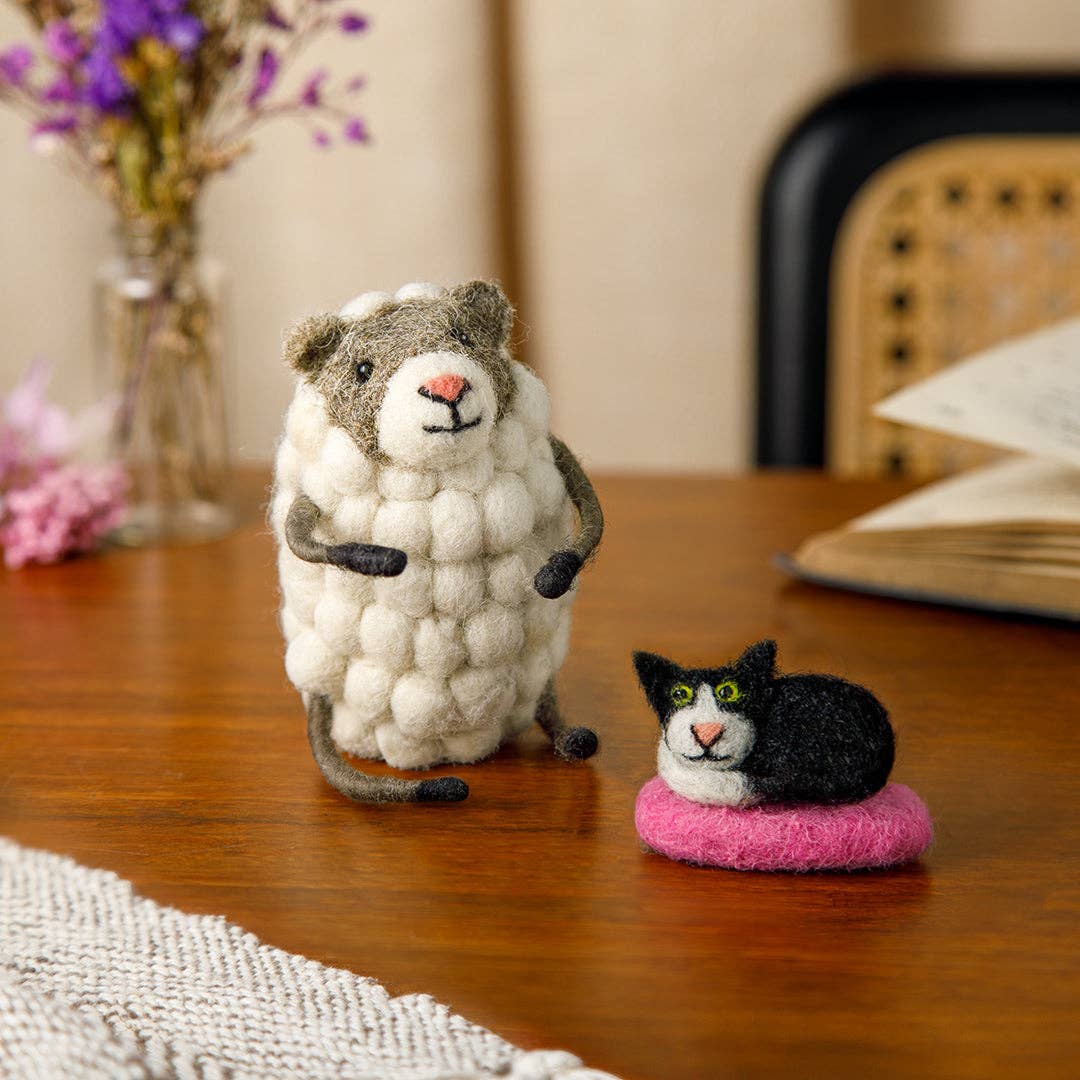 Resting Sheep With Pussycat